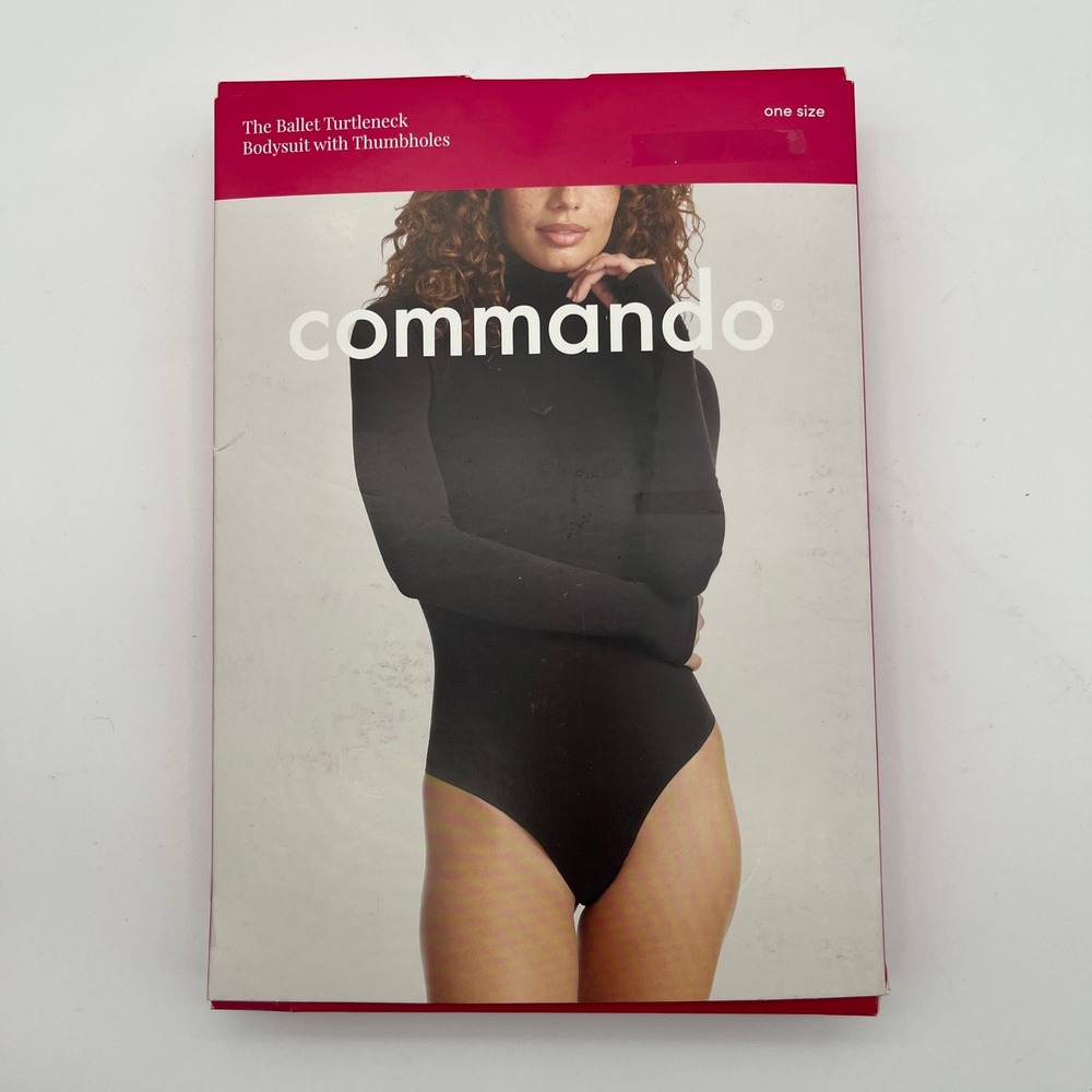 Commando Bodysuit Womens OS Smoke The Ballet Turtleneck KT032 Thumbholes Gray